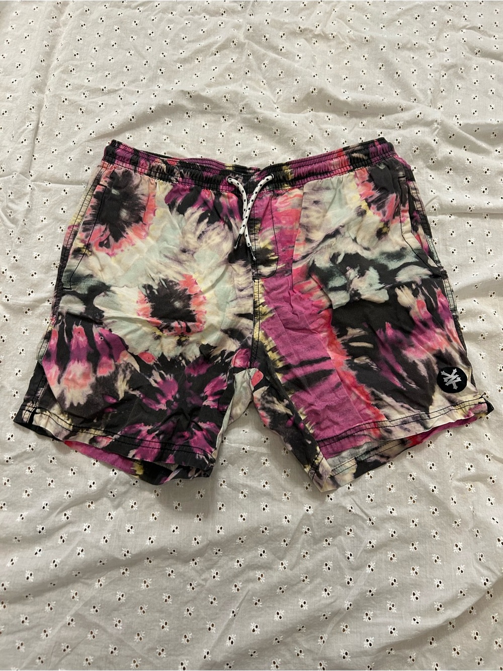 Men's Tie-Dye Pink Black Shorts
